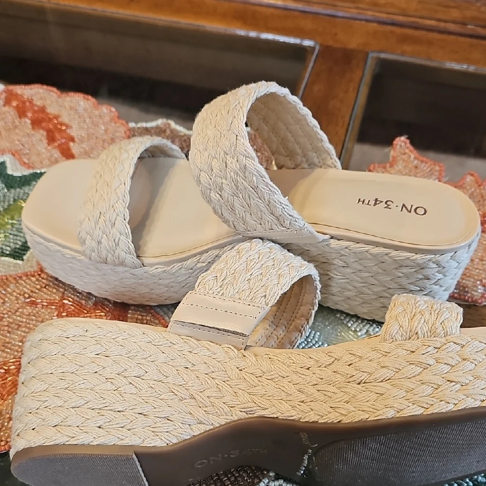 ON Women's Braided Espadrille Wedge Sandals in Cream